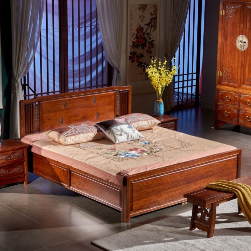 現(xiàn)代榆木(mù)大(dà)床明(míng)清古典簡易雙人(rén)床05