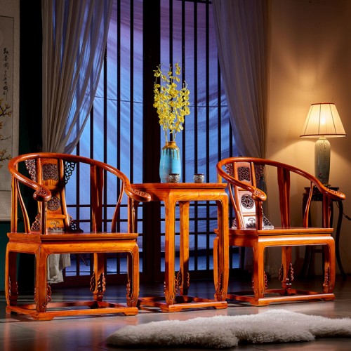 簡約實木(mù)雕花(huā)靠背圈椅榆木(mù)太師(shī)椅三件(jiàn)套 07