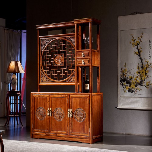 榆木(mù)中式玄關櫃客廳雙面實木(mù)隔斷櫃間(jiān)廳儲物(wù)櫃12