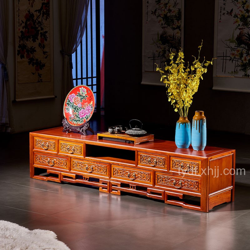 榆木(mù)客廳家(jiā)具中式古典實木(mù)雙層多(duō)屜電(diàn)視(shì)櫃 22