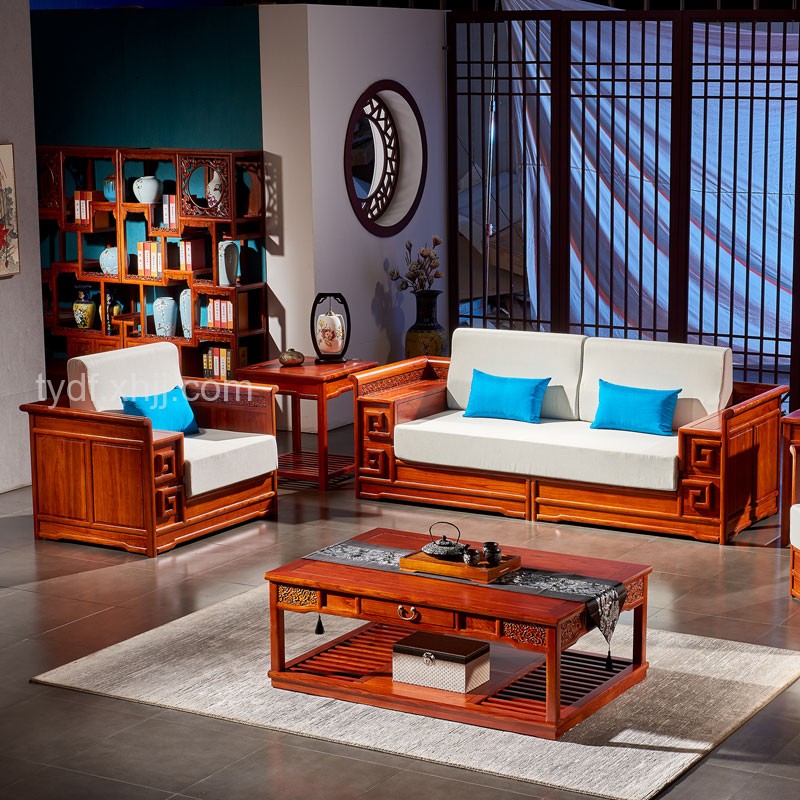 簡約新中式榆木(mù)沙發組合25