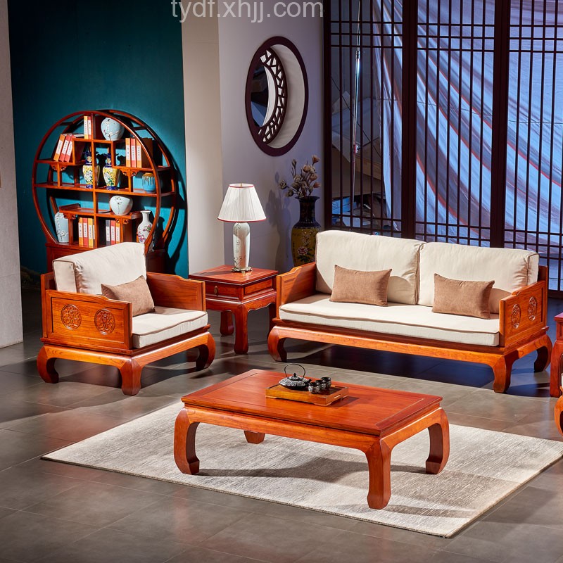 簡約榆木(mù)沙發中式明(míng)清古典沙發組合27